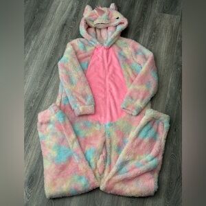 🦄✨ Secret Treasures Unicorn Fuzzy Onesie — Tie-Dye Pastel